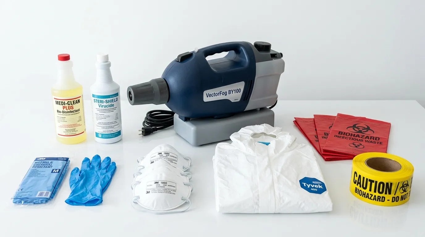 Professional biohazard remediation crew working in Columbia